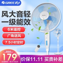 格力（GREE）電風扇家用搖頭定時遙控立式辦公室宿舍客廳節(jié)能落地扇 一級能效