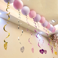 結(jié)婚婚慶用品鐳射愛(ài)心吊墜婚房裝飾旋轉(zhuǎn)拉花吊飾生日派對(duì)婚禮布置